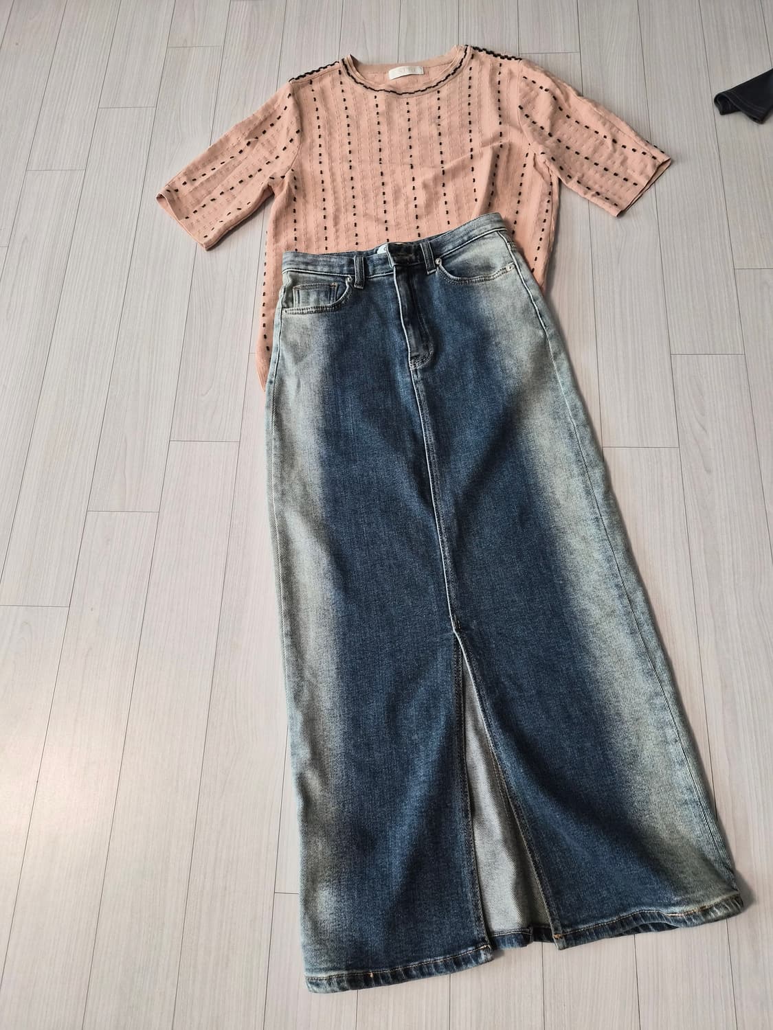 [OOT Seoul] 빈티지 워싱 데님 롱 스커트 (앞트임) 상품이미지2