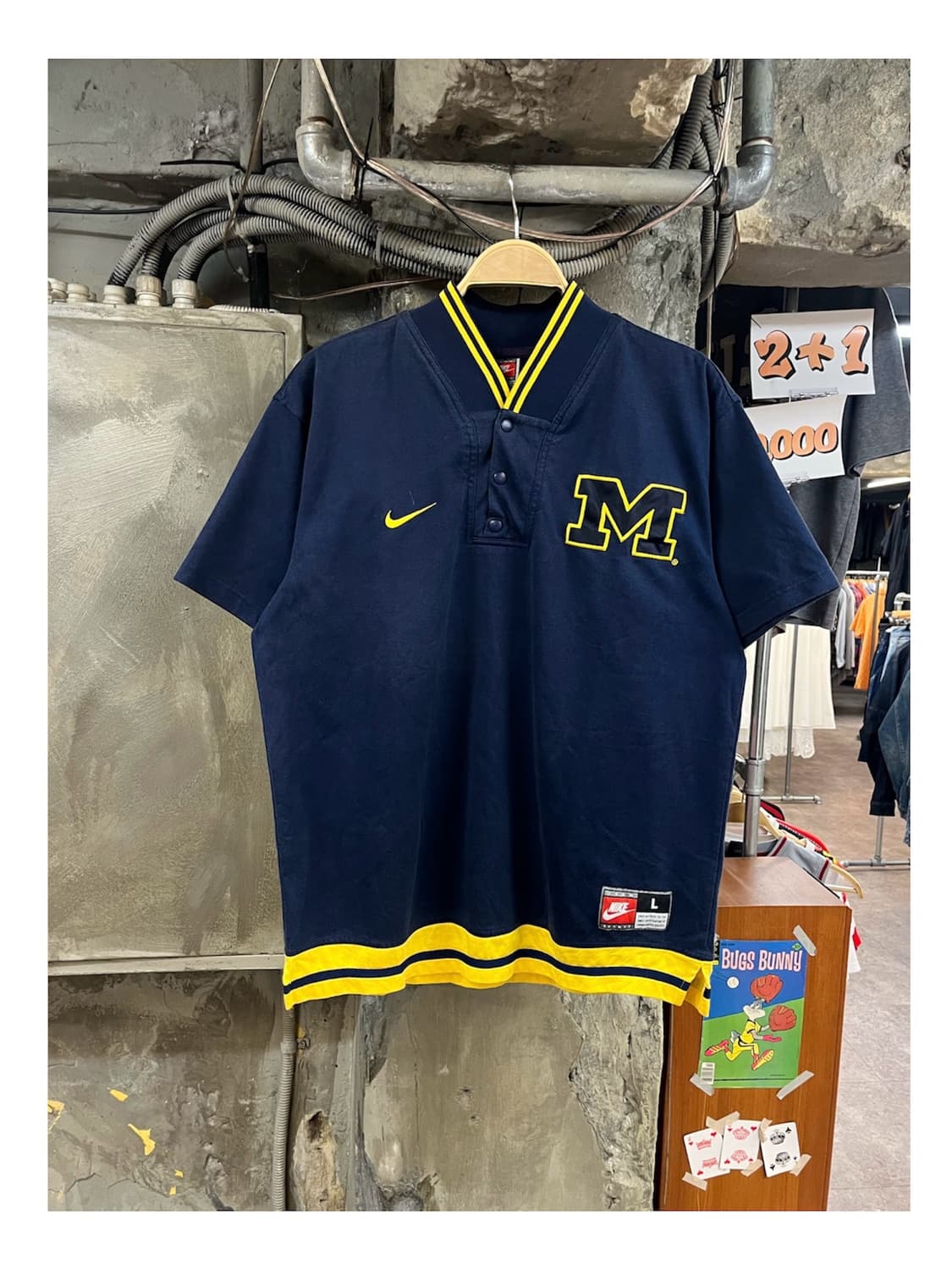 나이키 미시간 울버린스 풋볼팀 웜업 반팔티 네이비 L #csz4054 상품이미지1