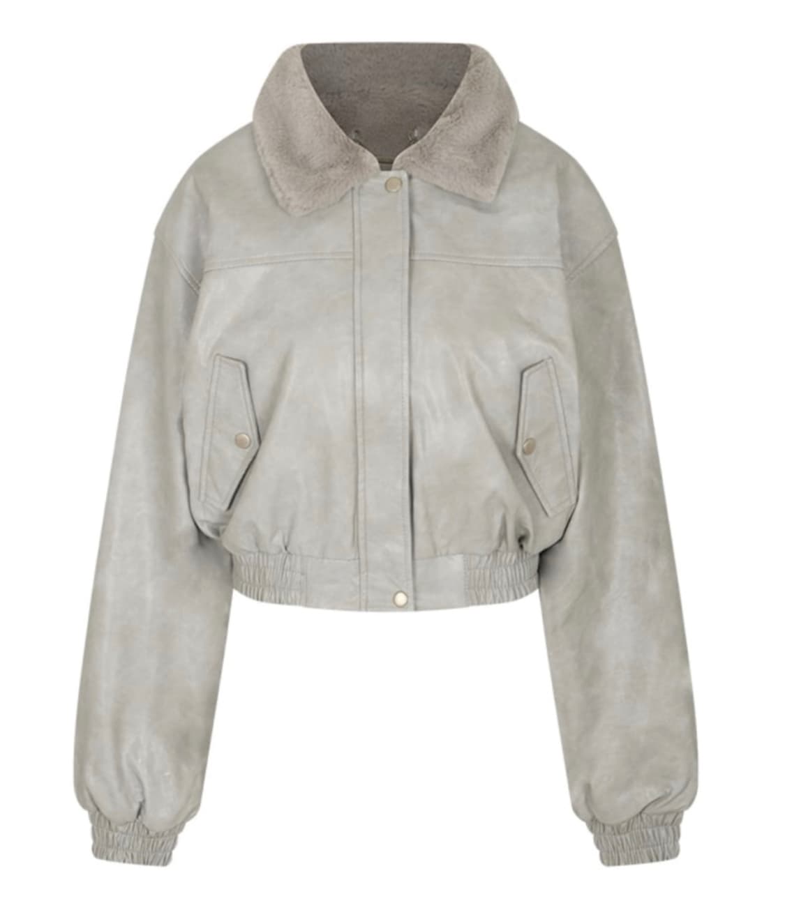 블핑지수/홍영기 착용)큐리티 리버시블 가죽퍼자켓 그레이 상품이미지3