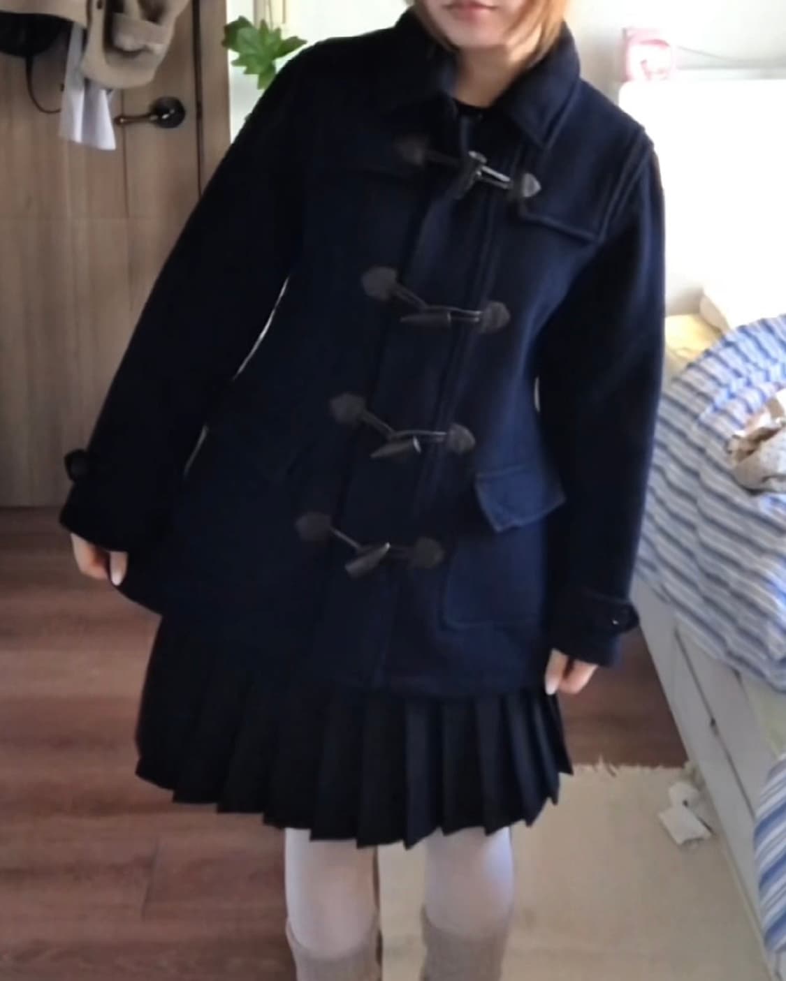 빈티지 네이비 떡볶이 코트 상품이미지1