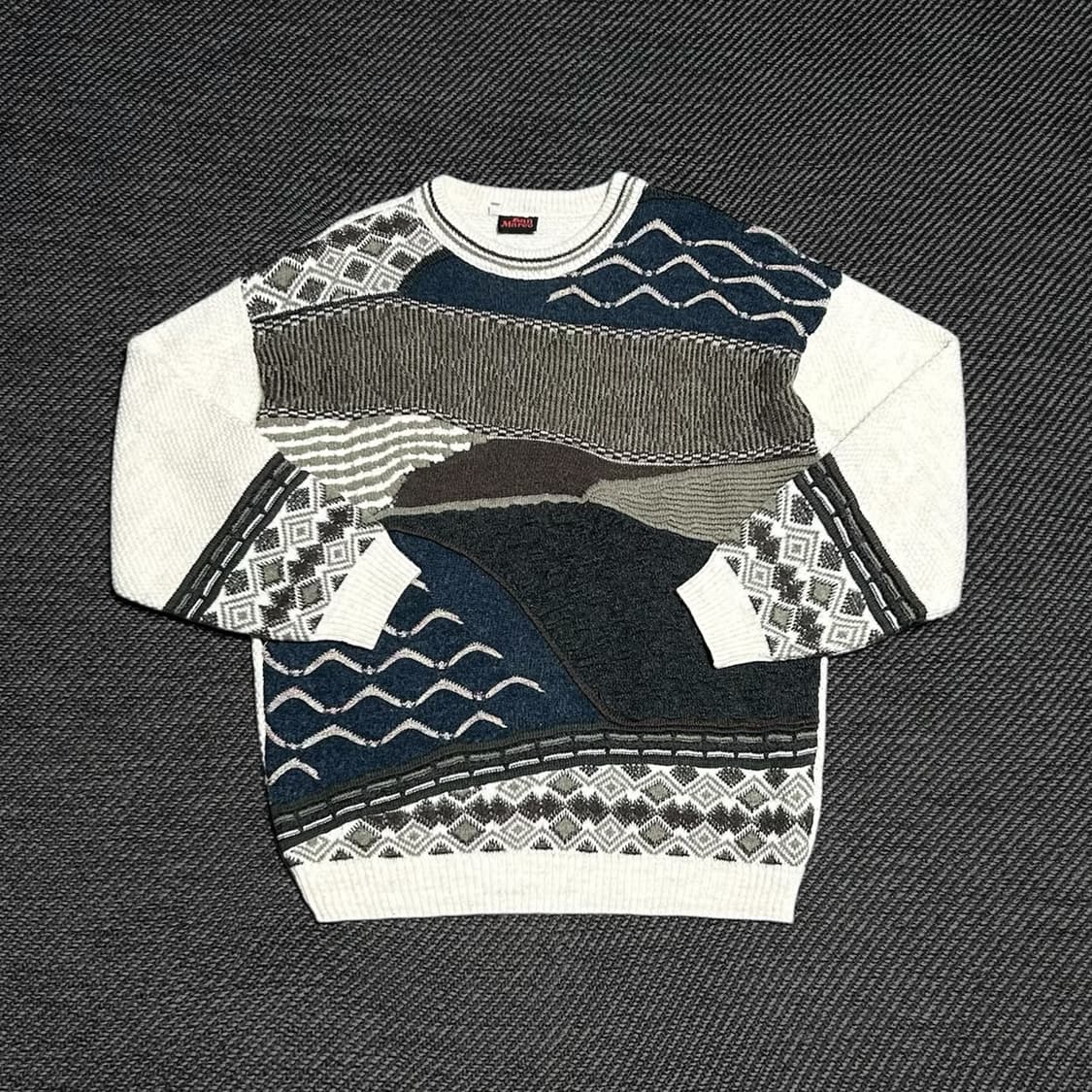[M] San marco 빈티지 패턴 아크릴 라운드 니트 상품이미지1