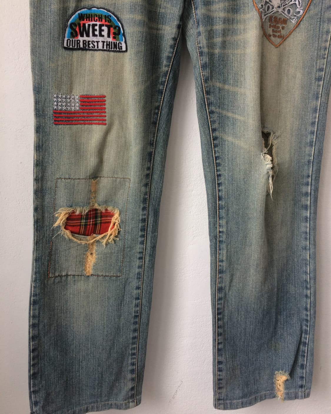 Needle work point damage denim pants 상품이미지3