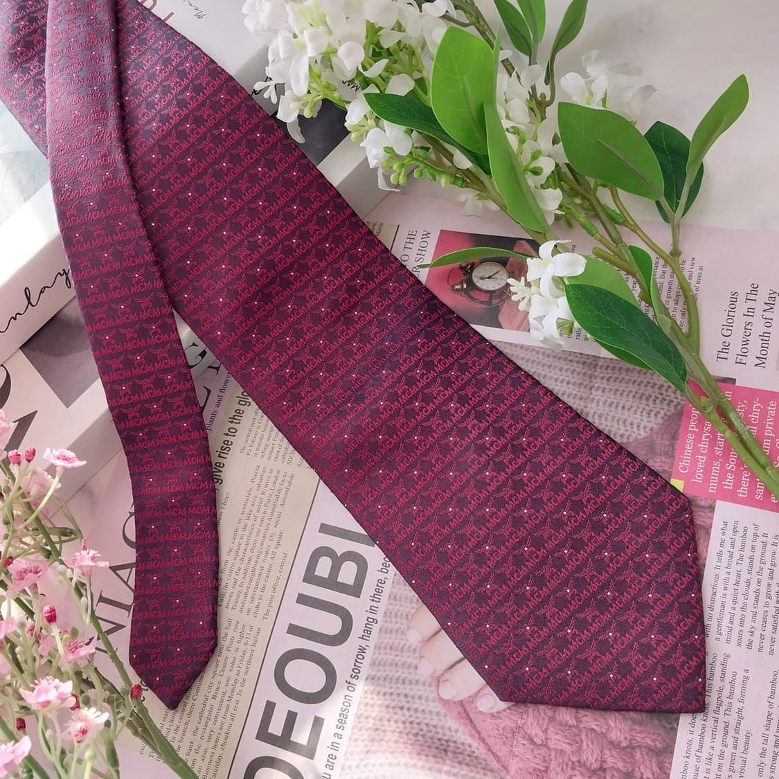 MCM 실크 올오버 로고 자카드 넥타이 9.5cm A+등급 K1596
 상품이미지2