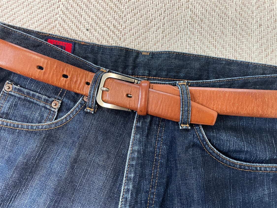 빈티지 브라운 실버버클 레더 벨트  J03891 상품이미지2