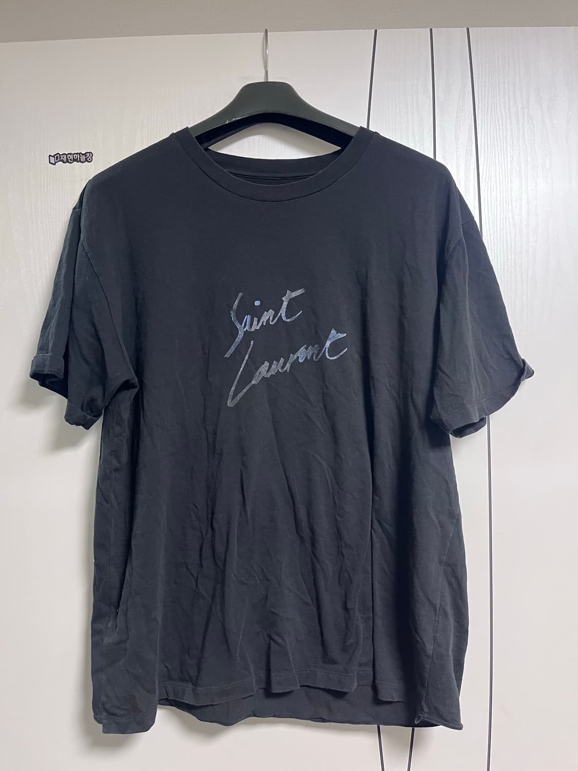 생로랑 로고 프린팅 반팔 블랙 L  상품이미지1