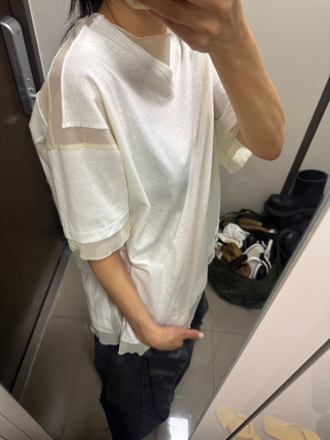 언더커버 망사 블럭 티 상품이미지8