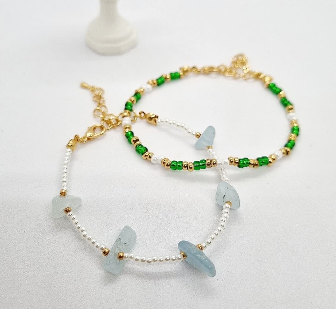 핸드메이드) 아쿠아마린원석 비즈팔찌  상품이미지5