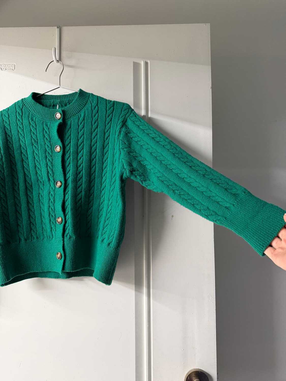 일본빈티지 그린 꽈배기 니트가디건 상품이미지4