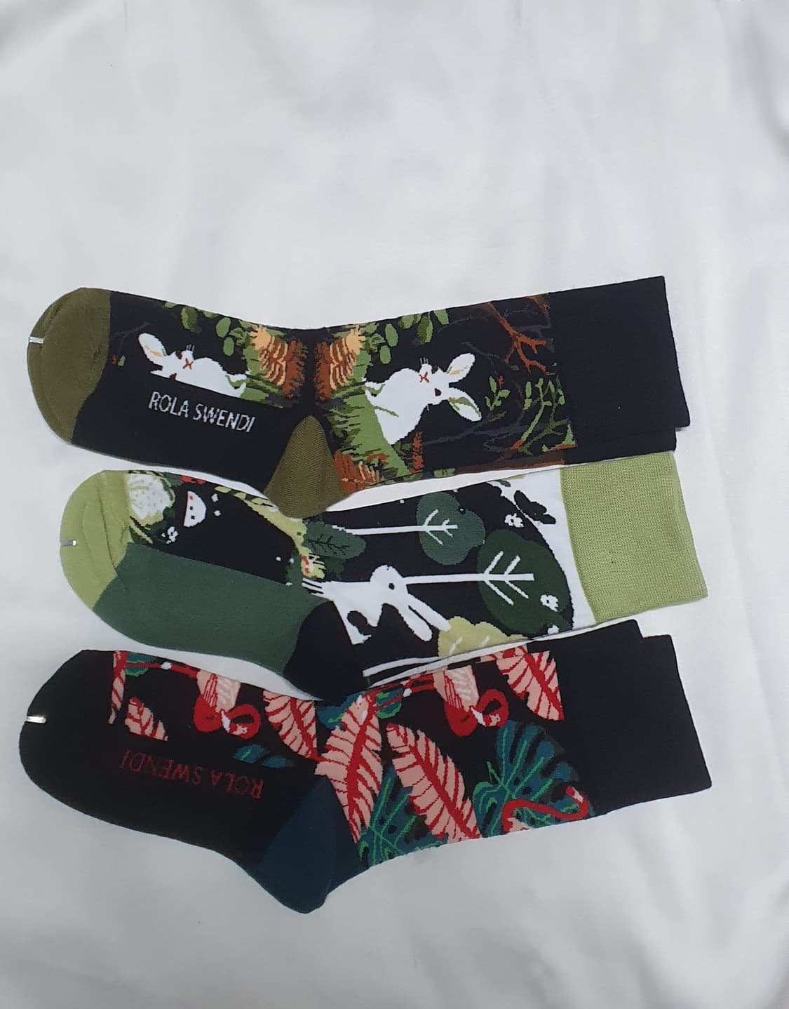 그린 올리브 동물패턴 토끼 타조 양말 상품이미지1