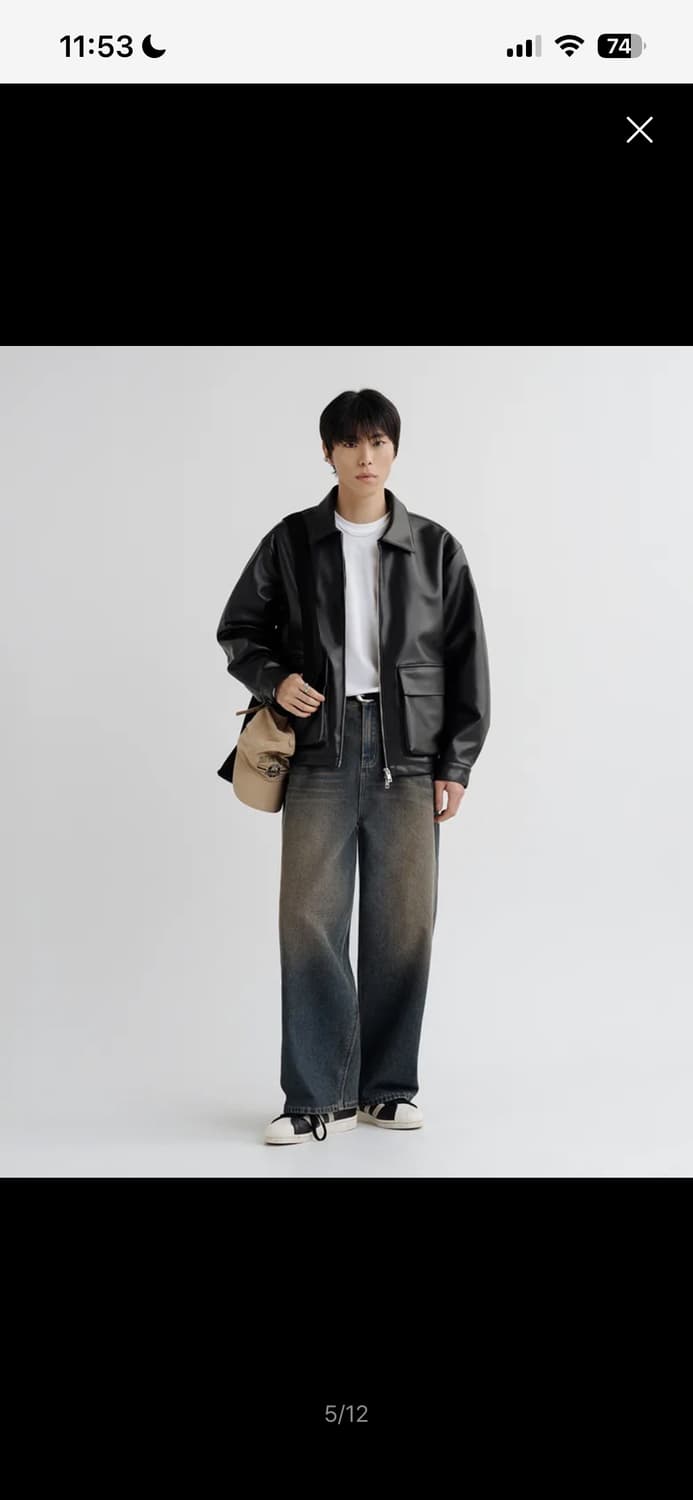 리메인세컨드 비건레더 오버핏 블루종 자켓 (블랙) 상품이미지3