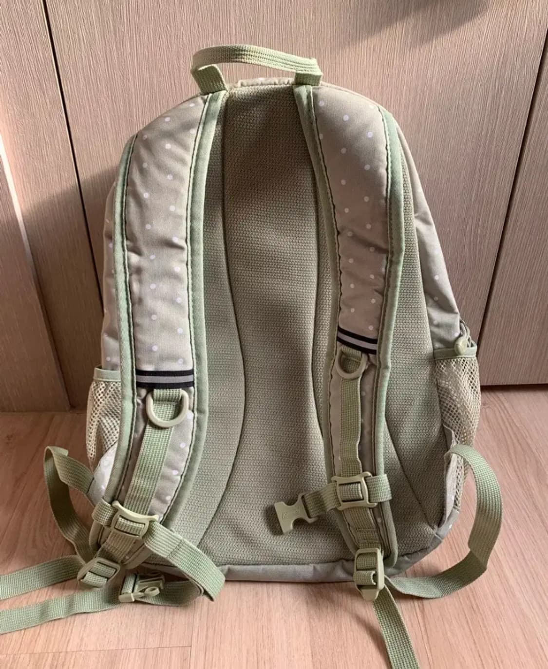 희귀) coleman 도트 물방울 땡땡이 메론색 연카키색 백팩 상품이미지3