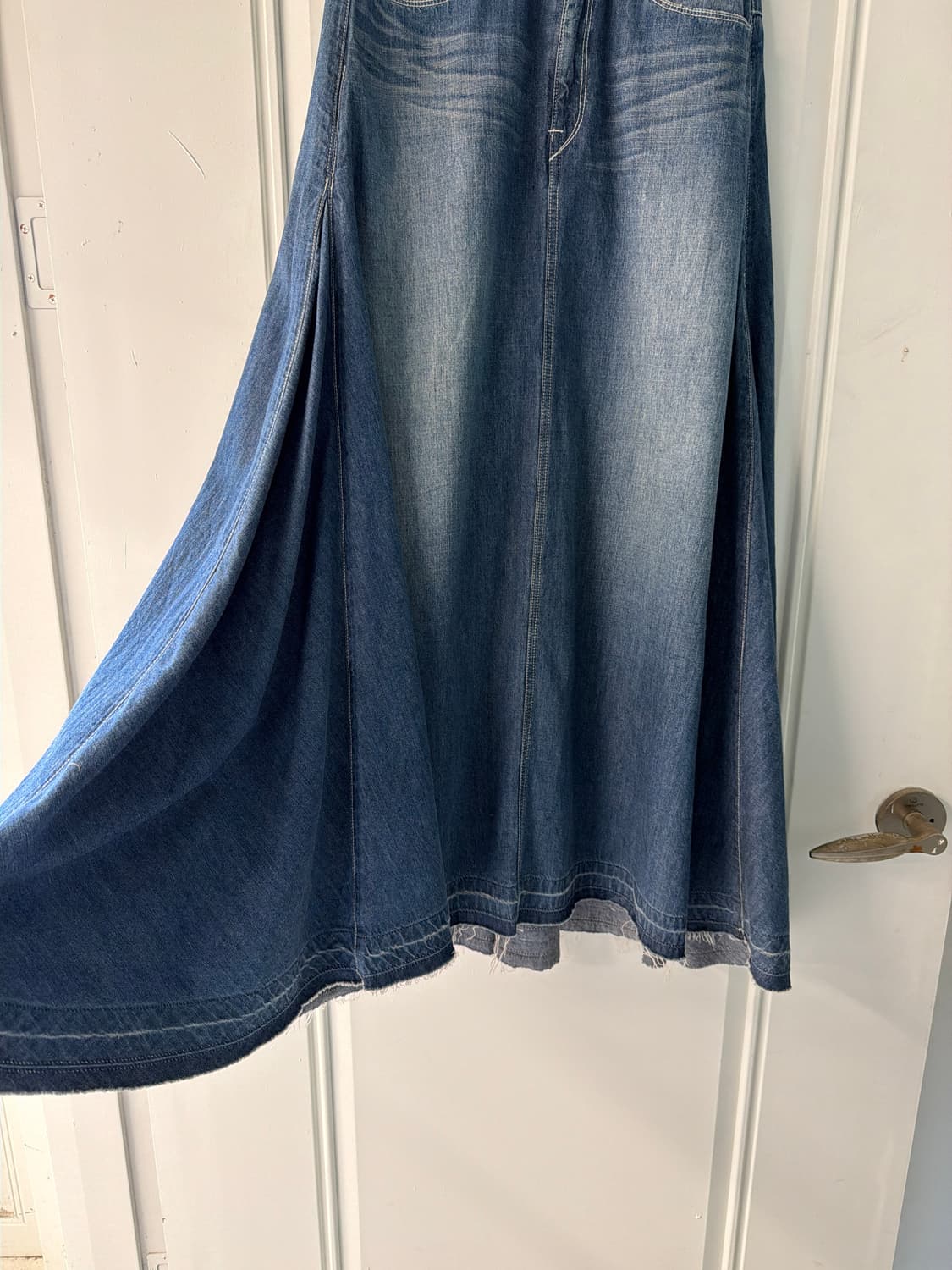 일본빈티지 woadblue핀턱 데님 맥시 롱스커트 상품이미지8