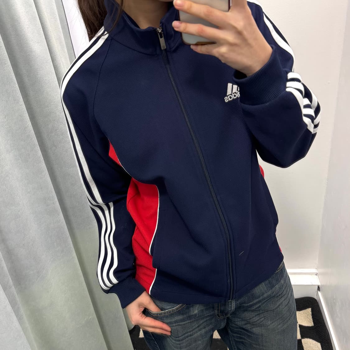 아디다스 블루 레드 배색 트랙탑 져지 상품이미지2