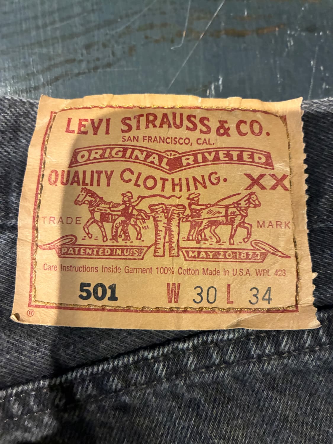 30) 리바이스 501 흑청 데님 made  in USA 상품이미지4