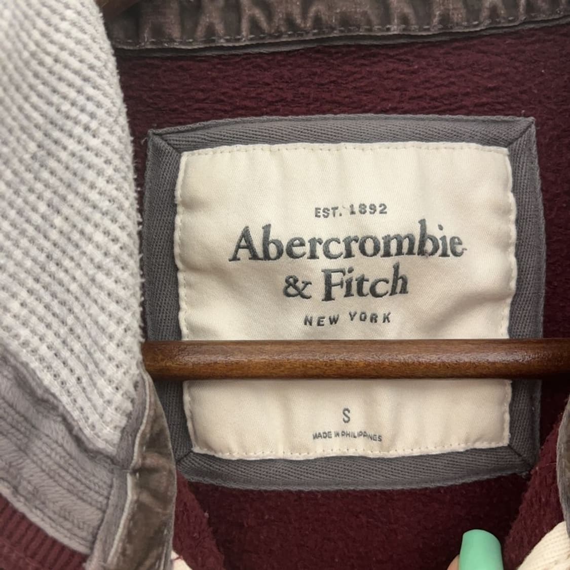 아베크롬비 레트로 Y2K 버건디 후드 집업 S C06933 상품이미지5