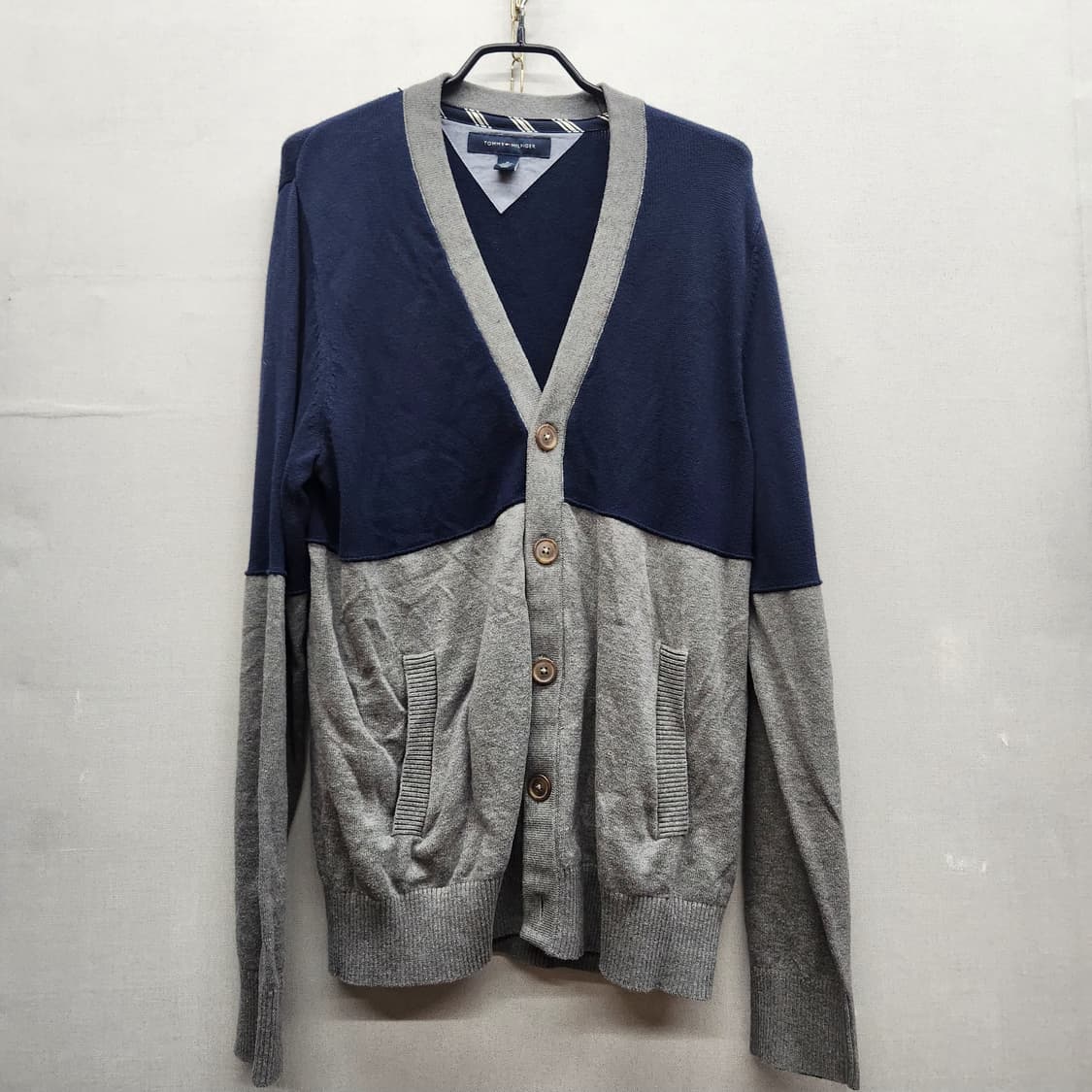 타미힐피거 배색 로고 코튼 가디건M(M) 상품이미지1