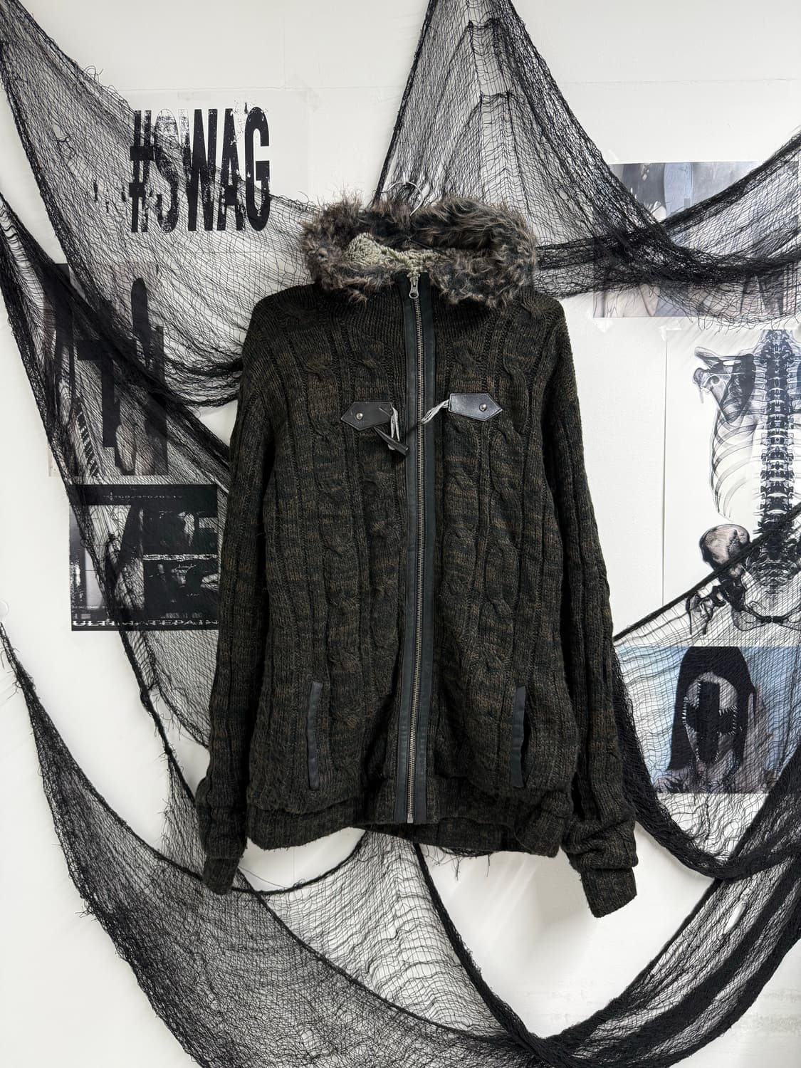 Fur detailed knit hood zipup 상품이미지2