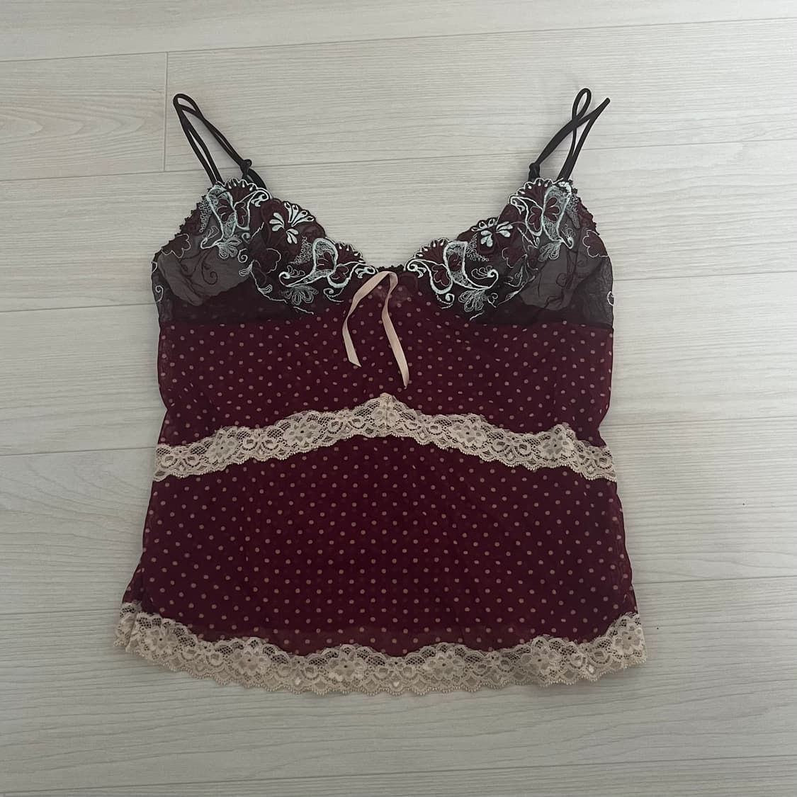 빈티지 레이스 시스루 디테일 나시 슬리브리스 끈조절 나시 레이어드 y2k 상품이미지1
