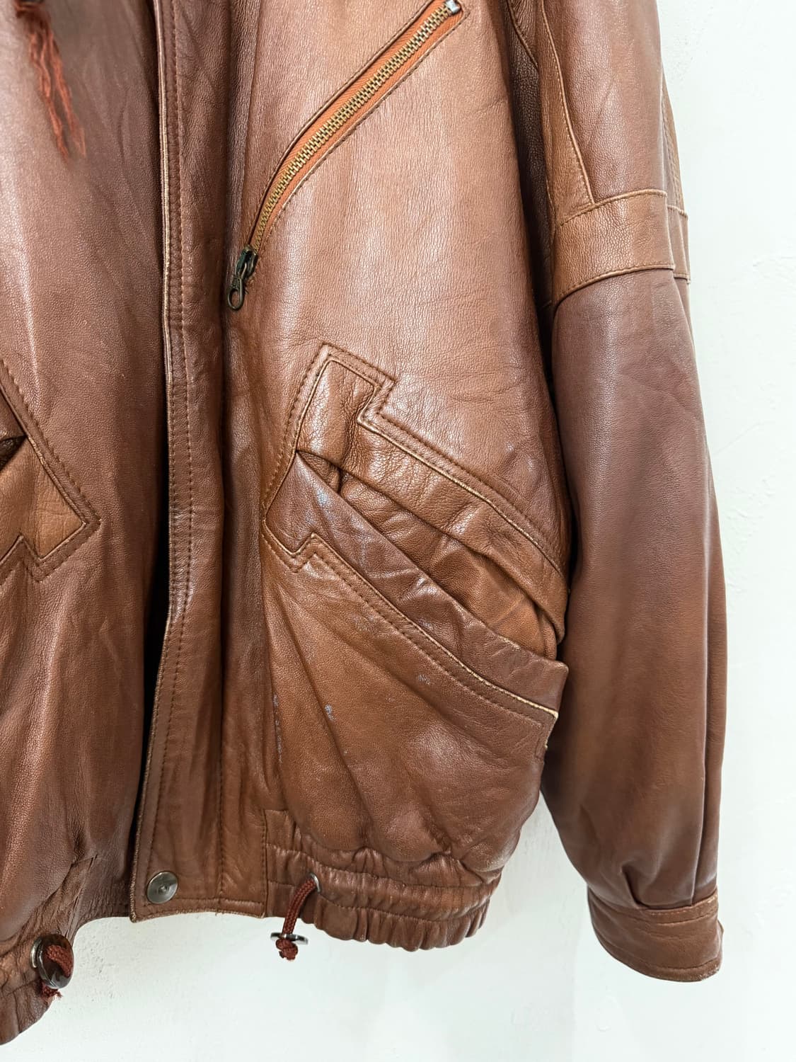 80s SalvajeAire 패널 레더 봄버 (MADE IN ITALY) 상품이미지3