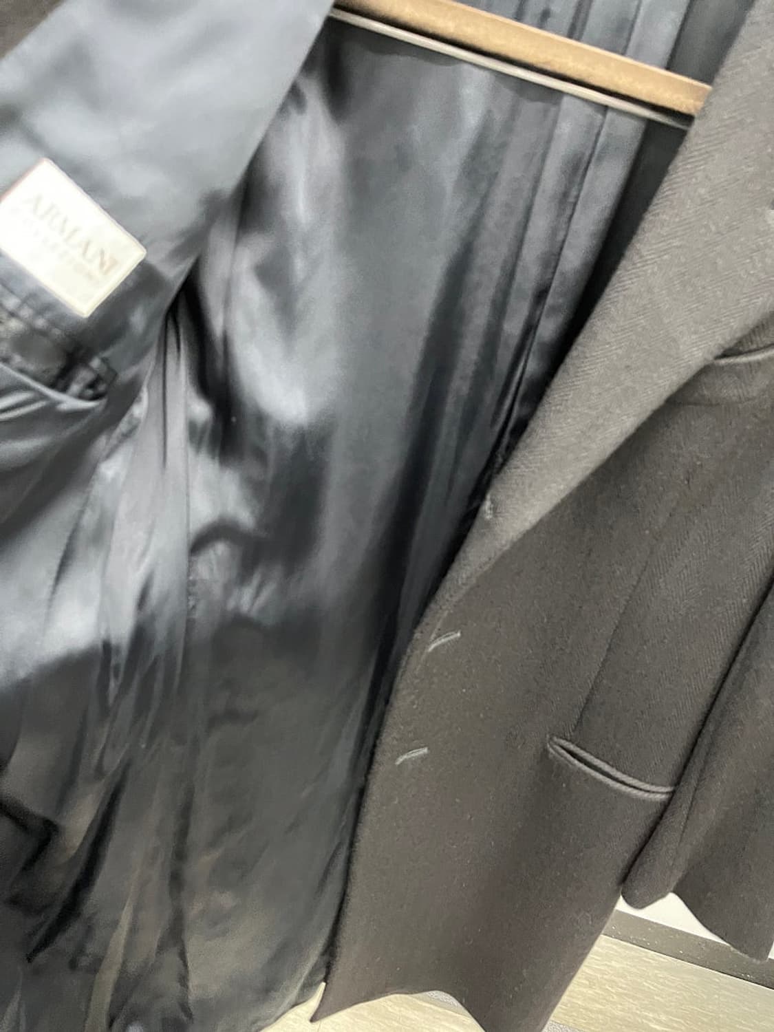 95-100) 알마니꼴레지오니 블랙 헤링본 울코트  상품이미지5