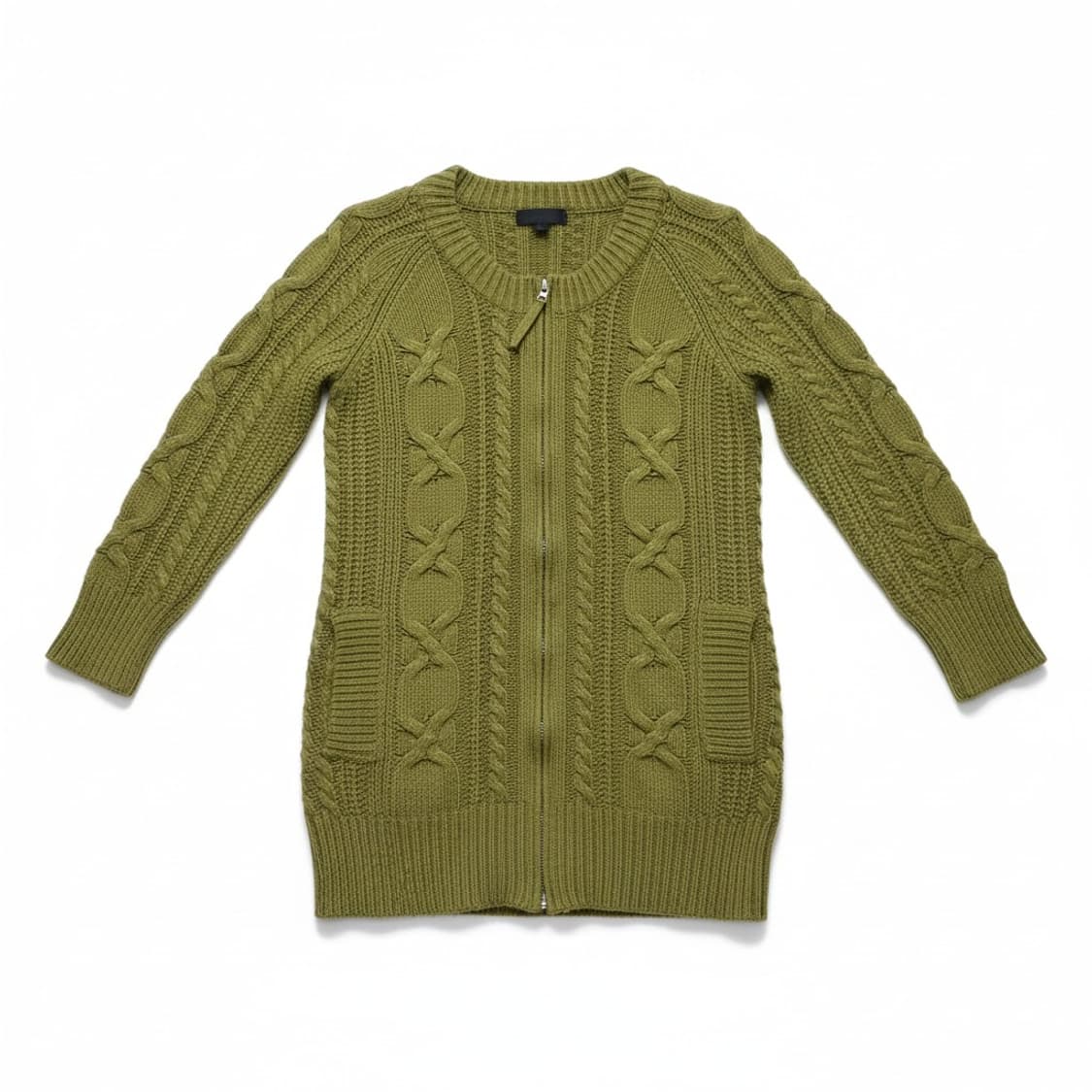 질스튜어트 카키색 꽈배기 니트 롱 가디건 상품이미지1