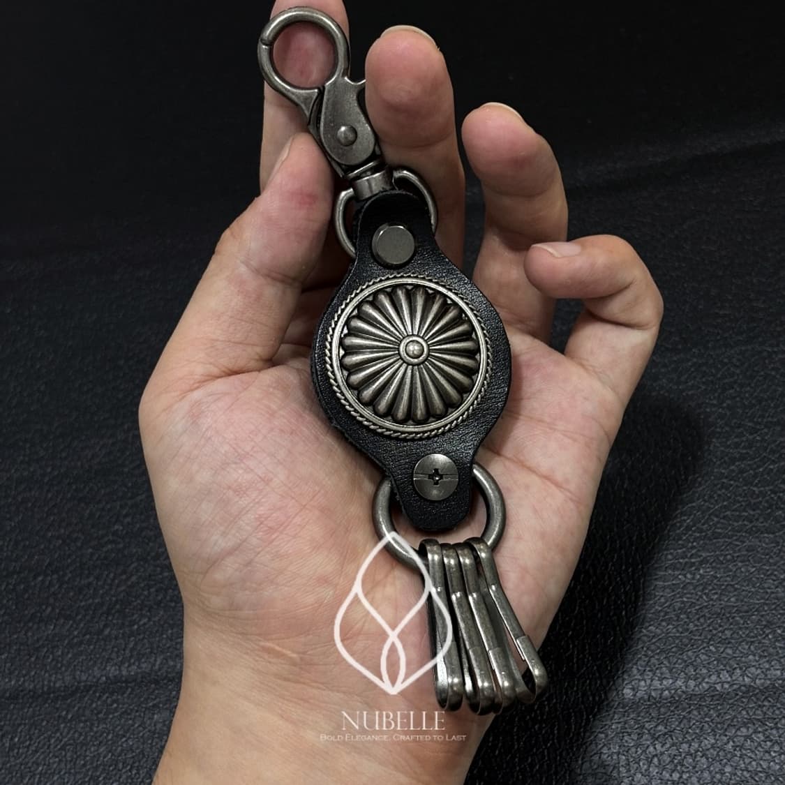 🌗 Chrome stud keyring / 크롬 플라워 스터드 키링 상품이미지8
