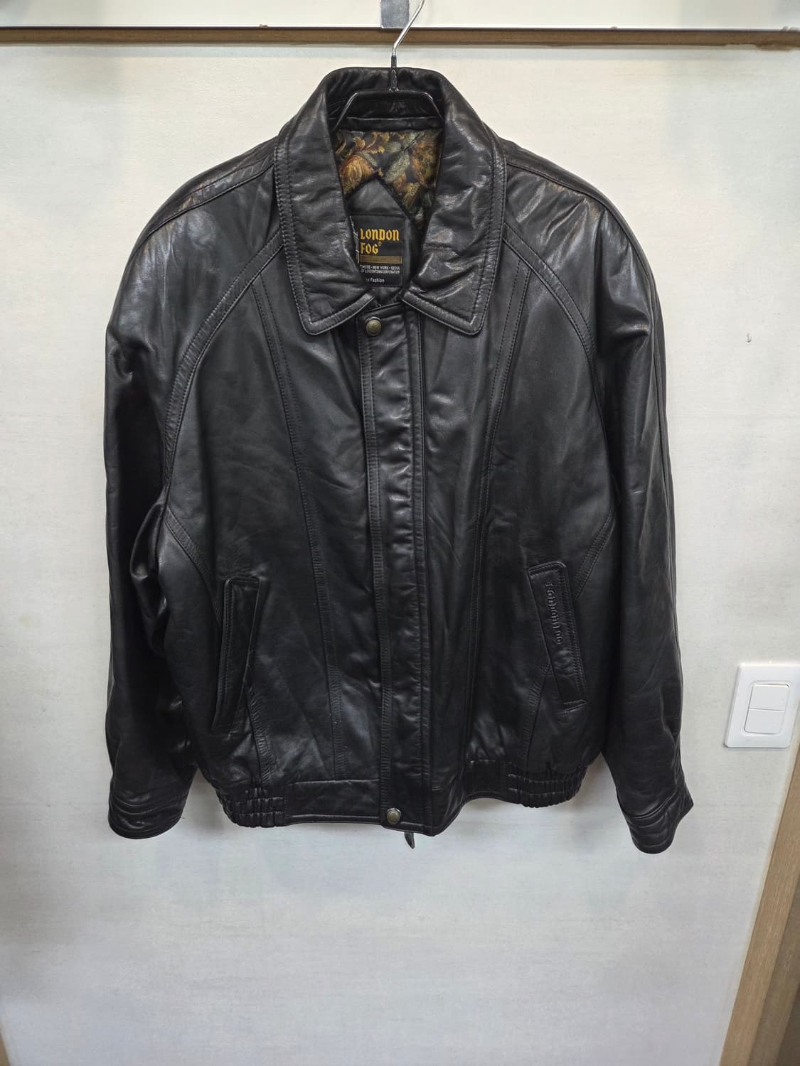 런던포그 올드스쿨 빈티지 안감누빔 소가죽 자켓 xl 상품이미지1