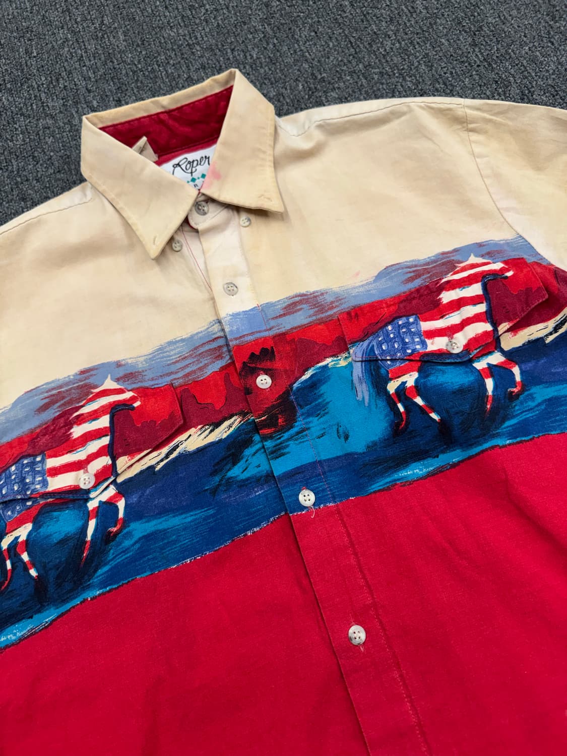 M)Roper Border 빈티지 프린팅 투톤 셔츠 상품이미지3