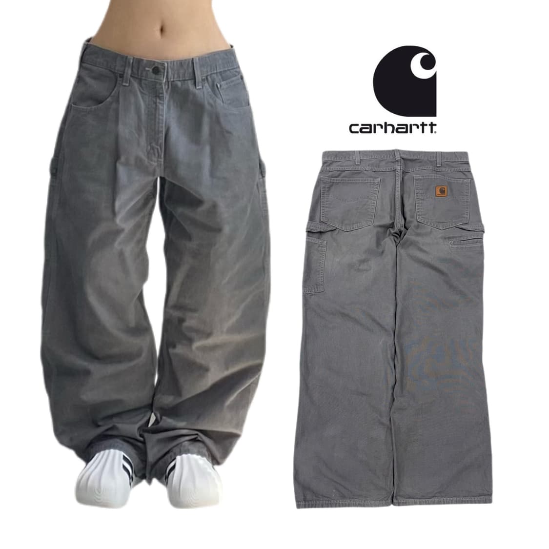 칼하트 OG 가죽패치 카펜터 와이드 워크팬츠 상품이미지1