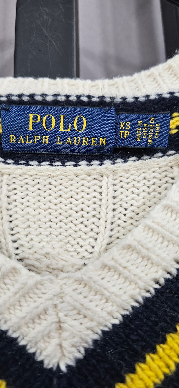(정품)폴로 랄프로렌  브이넥 크리켓 니트 (캐시미어함유)아이보리 XS 상품이미지3