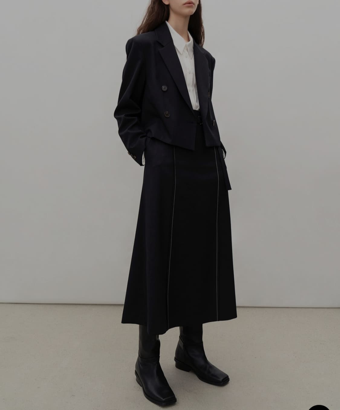 아바몰리 울 더블 크롭 롱치마 셋업 Free _ 여성,실측 확인 상품이미지1