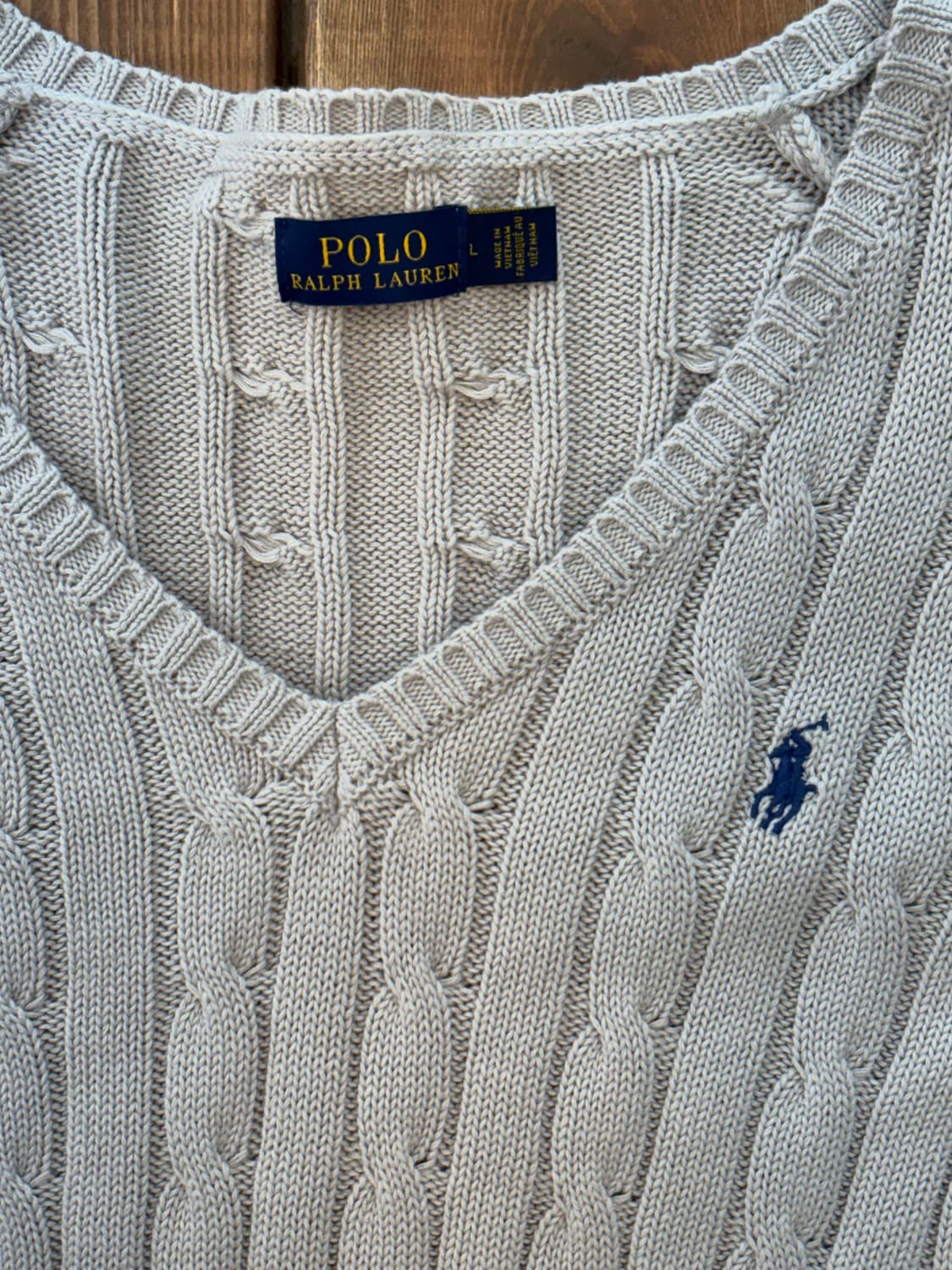 폴로 그레이 브이넥 꽈배기 니트 상품이미지5