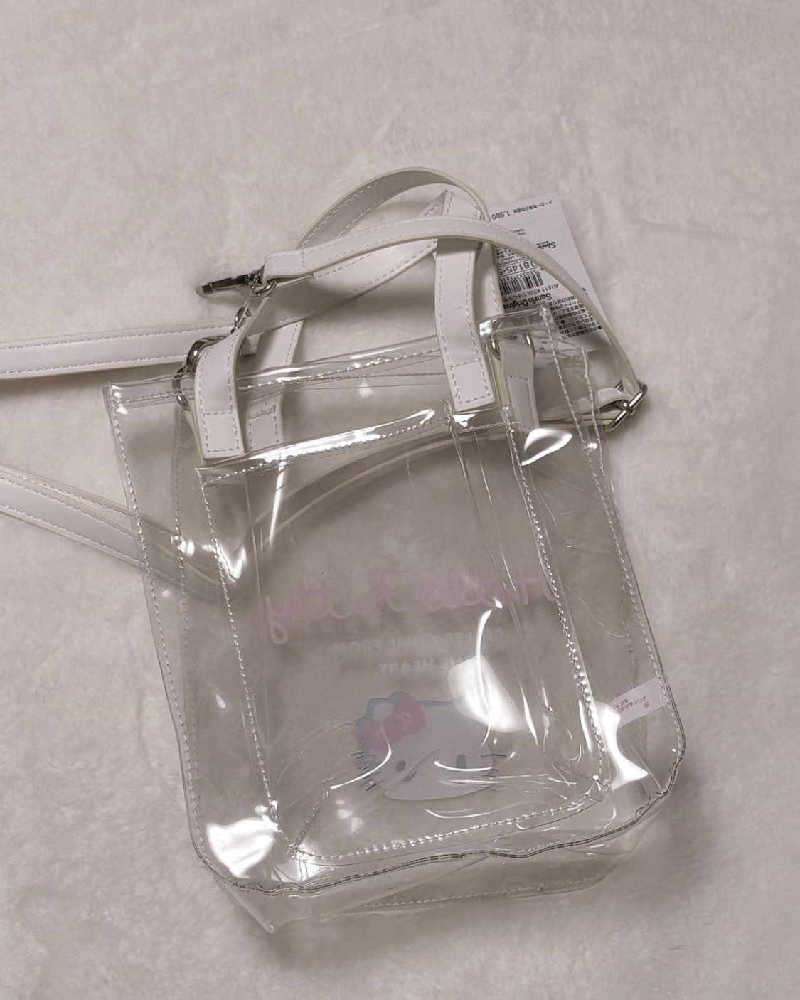헬로키티 핀터깔 투명 폴리백 화이트 크로스백  상품이미지2