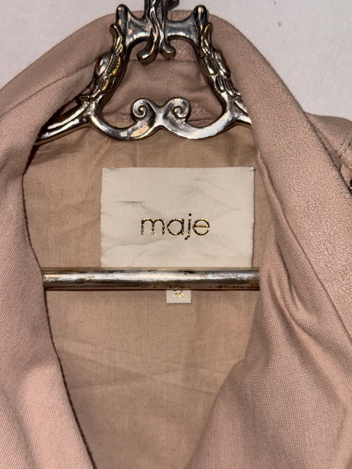 Maje pink lamb skin suede high neck jk 상품이미지7