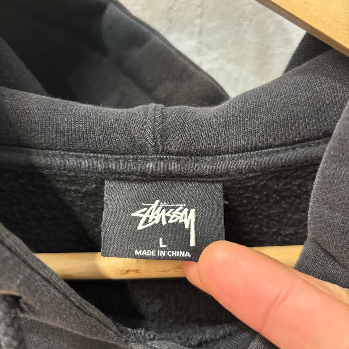 스투시 빅 로고 블랙 후드티 L 상품이미지4