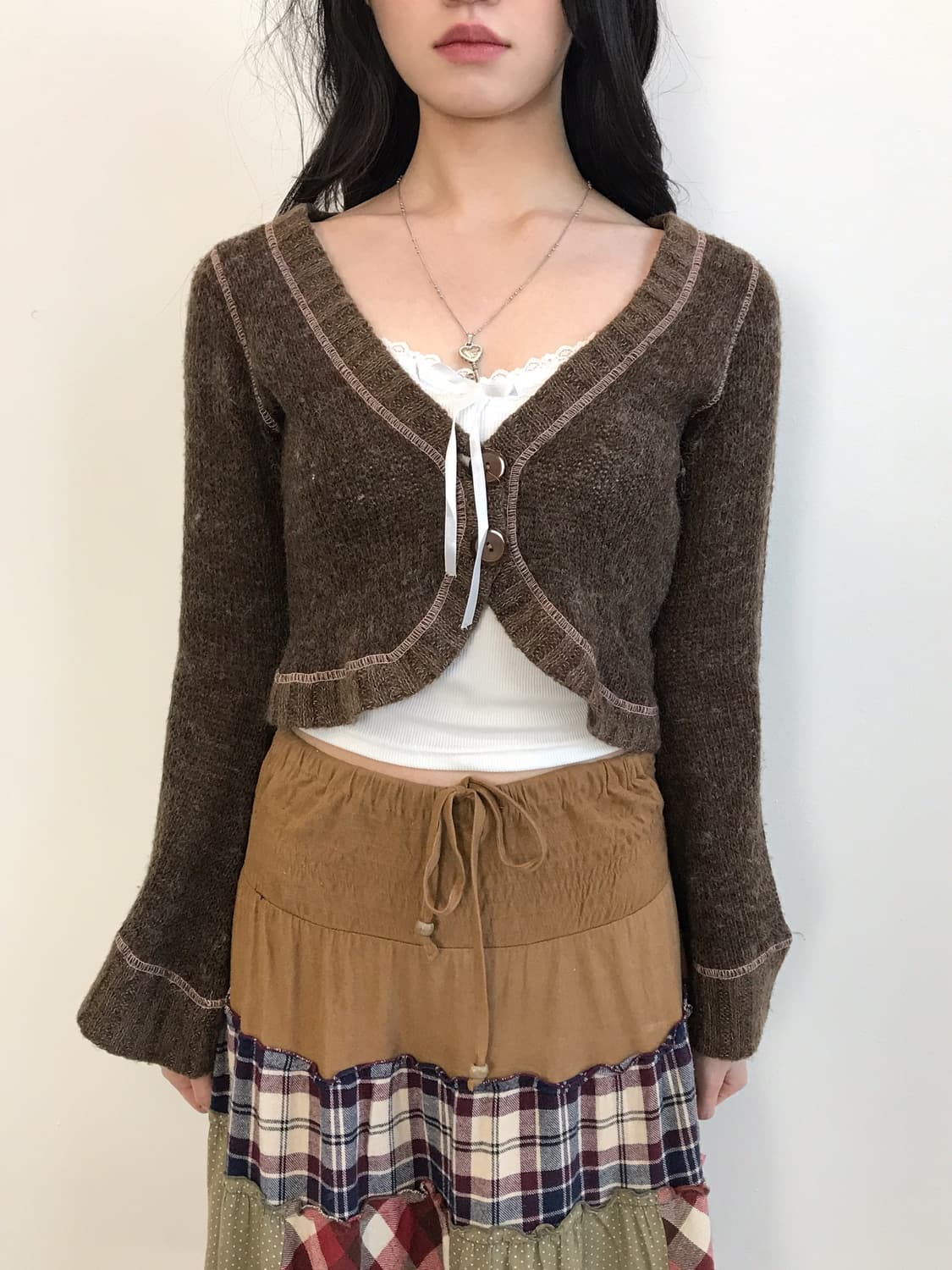 Jpn Bell Sleeve Cropped Knit Cardigan 상품이미지2