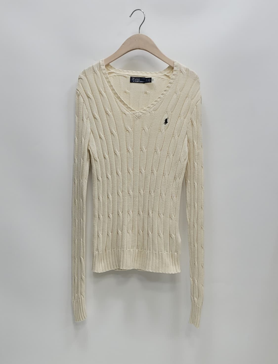 POLO 폴로 랄프로렌 브이넥 케이블 니트 스웨트 / 여 S 아이보리
 상품이미지1