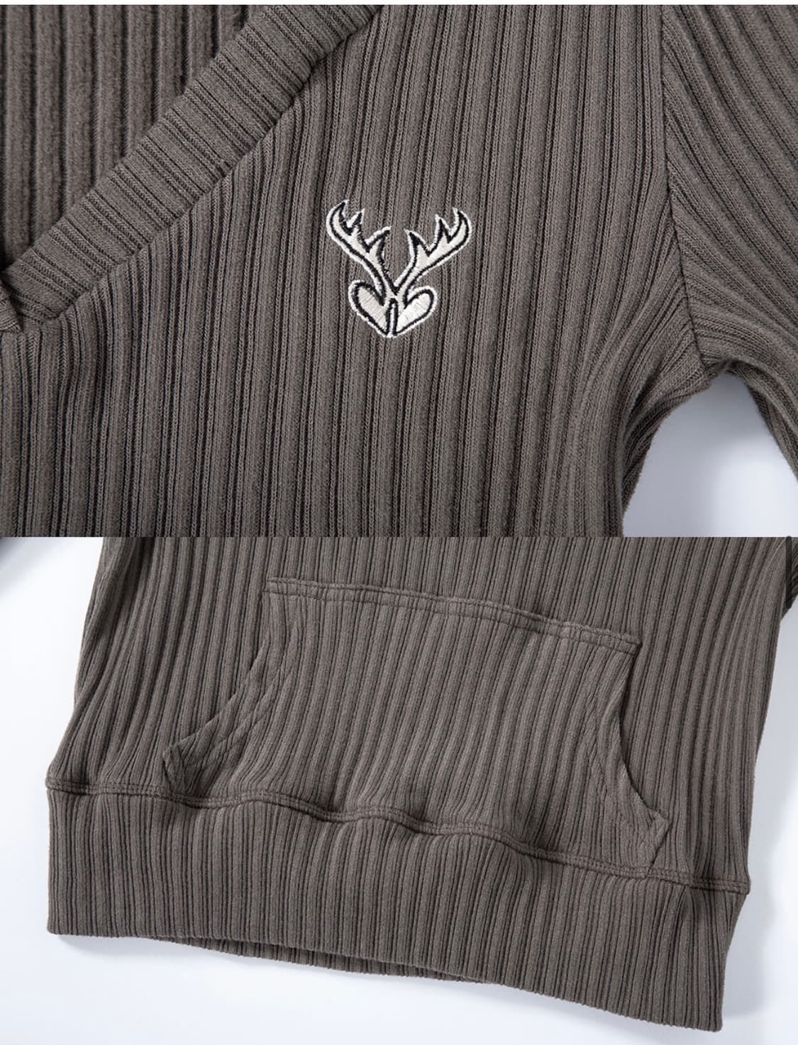플리즈노팔로우 플노팔 Deer Ribbed Crop Hoodie Top  상품이미지3