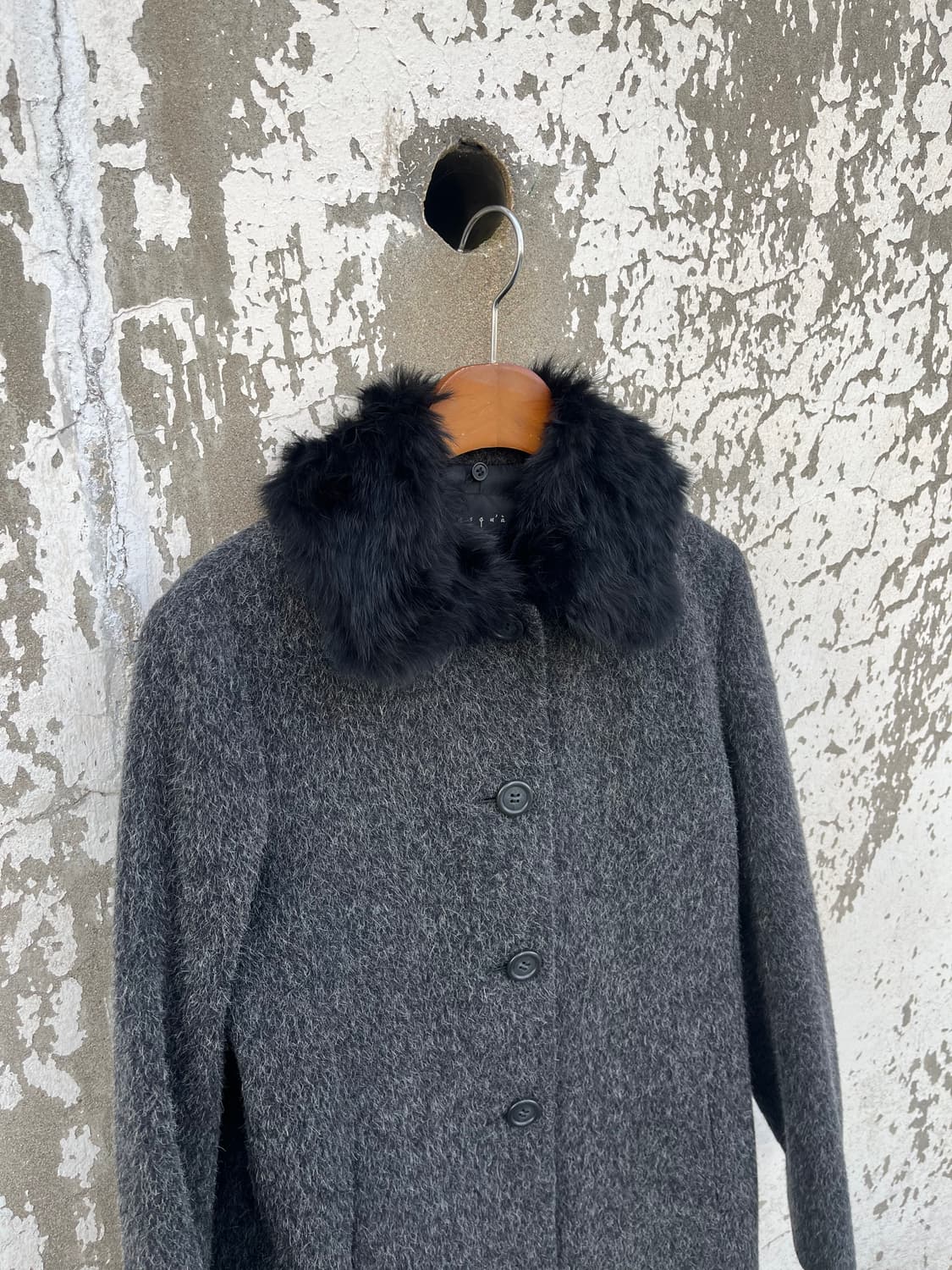 Vintage (maede in japan)  퍼 알파카 혼방 코트  상품이미지2