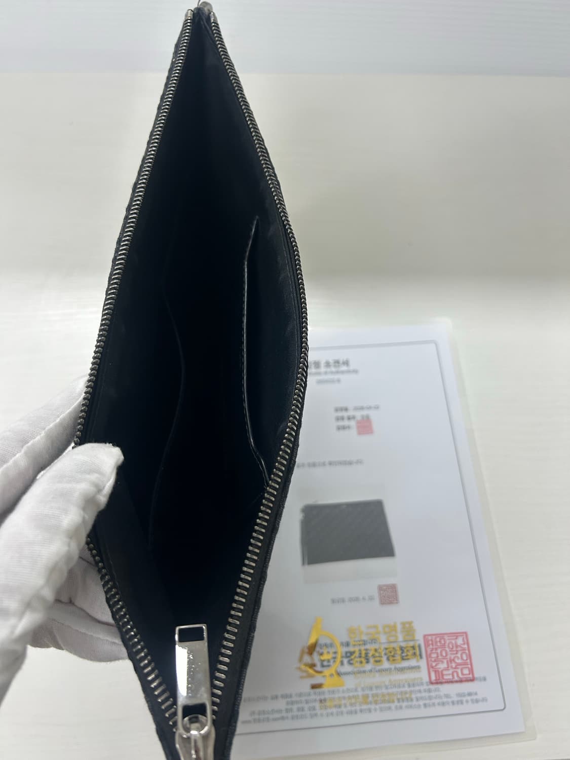디올 블랙 오블리크 A4 자카드 지퍼 클러치 상품이미지2