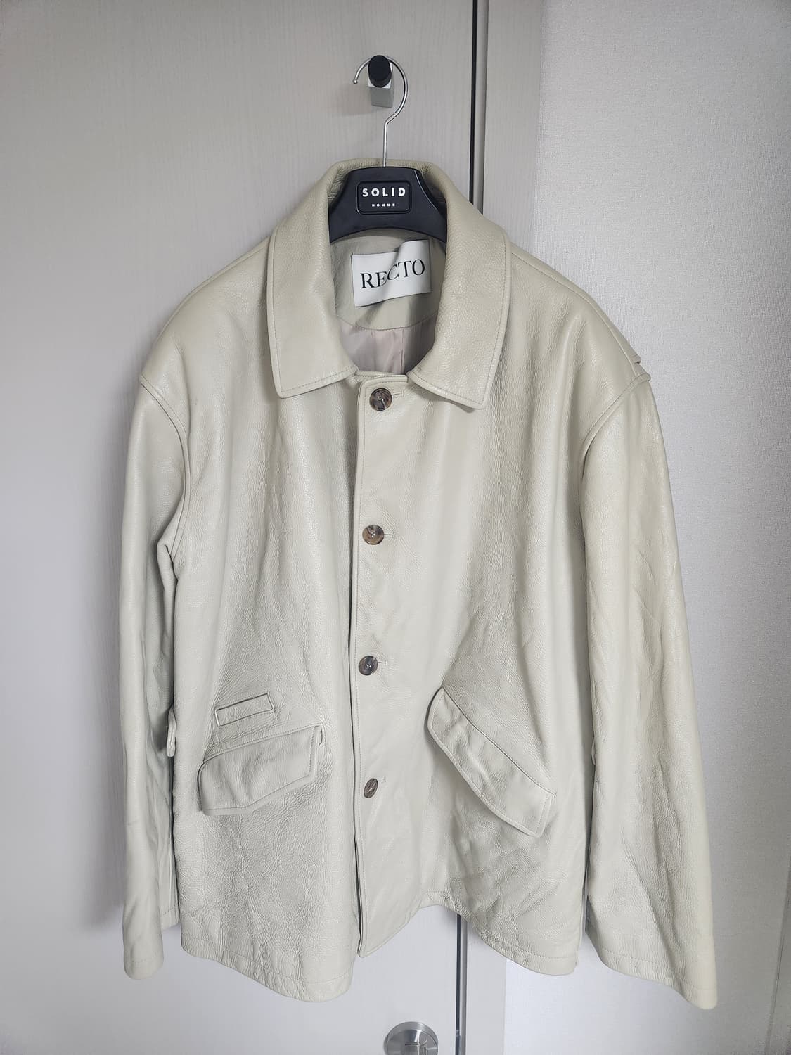 렉토 25SS 빈티지 워싱 레더 초어 가죽 자켓(베이지, L) 상품이미지1