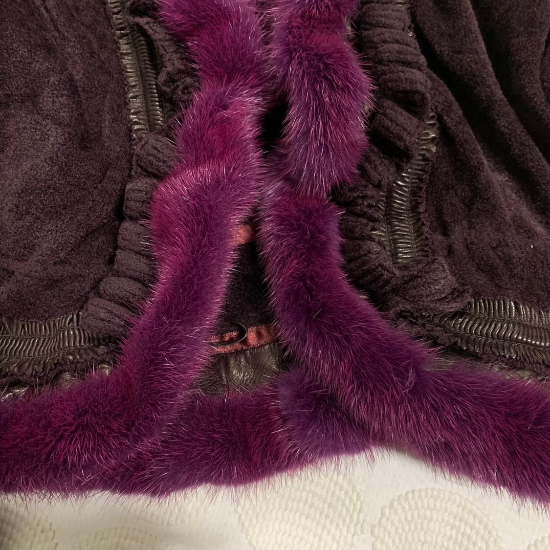 2000s 로베르토 카발리 레더 밍크 가디건 상품이미지6