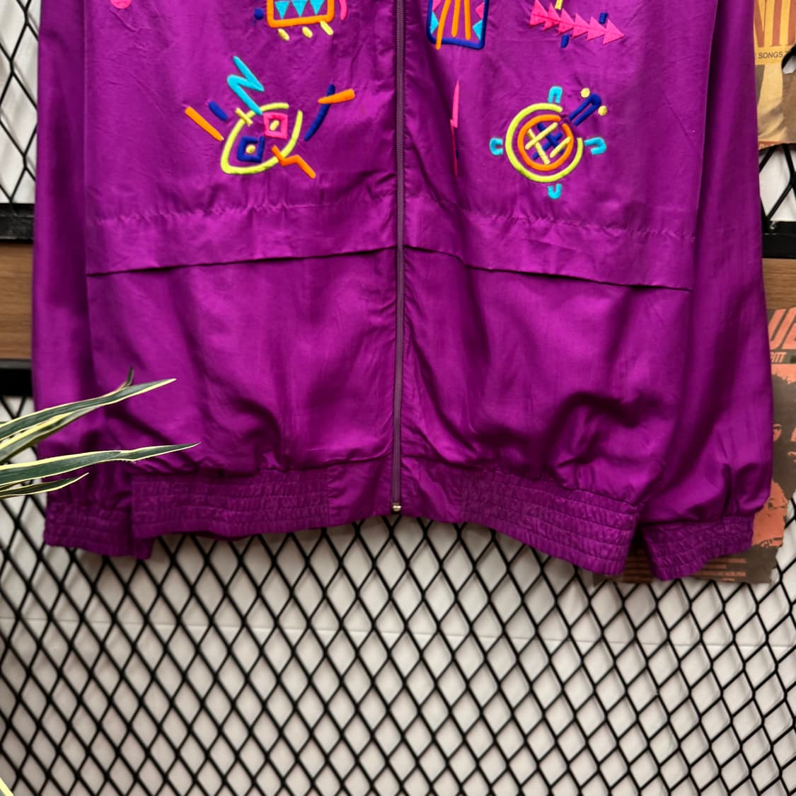 90s USA VINTAGE 올드스쿨 아노락 기하학 자수 포인트 퍼플 상품이미지4