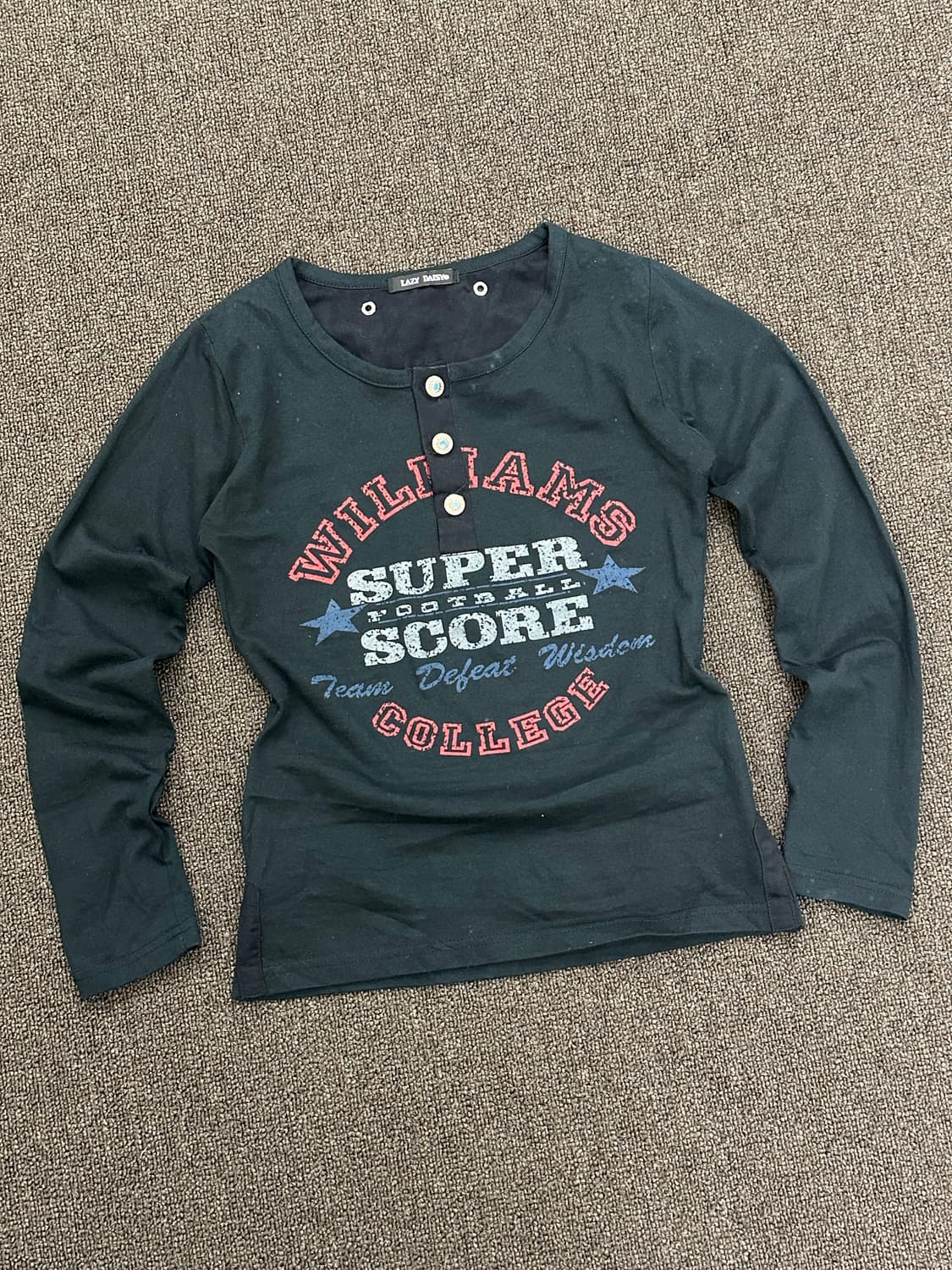 M)LAZY DAISY 빈티지 여성 메탈 버튼 헨리넥 롱슬리브 상품이미지1