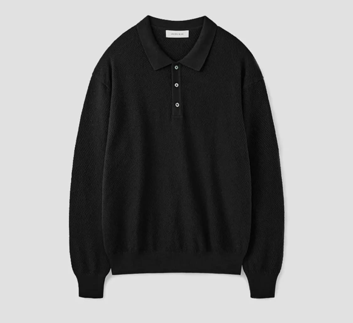 유니온블루 HARD TWIST TRIP POLO KNIT [BLACK] 상품이미지1