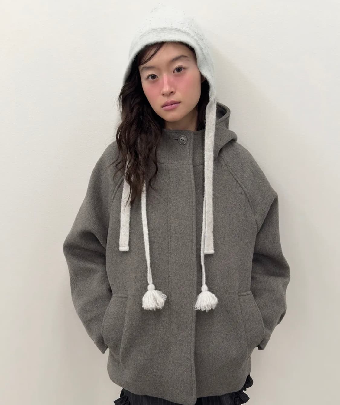 타입서비스 후디드 하프 코트 그레이 상품이미지1