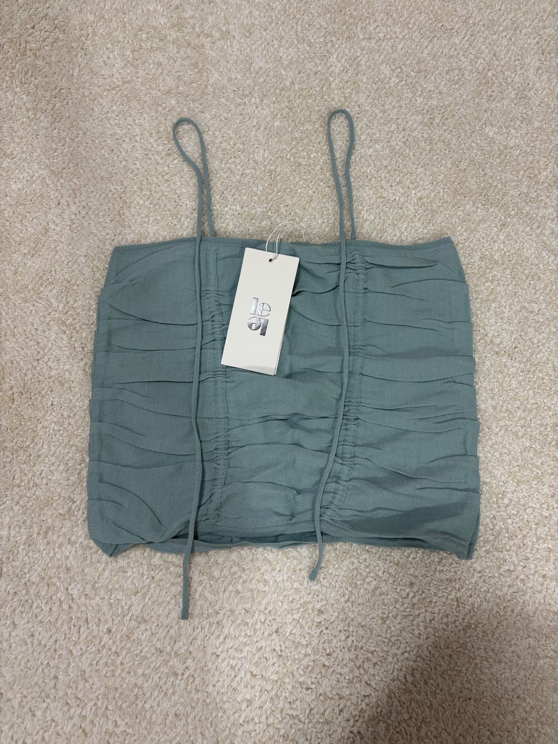 [르 LE] 셔링 뷔스티에 탑 (라이트 블루 / Free) 상품이미지4