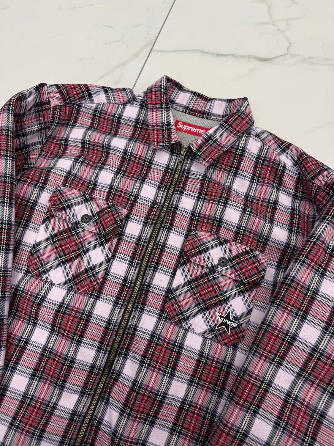 슈프림 써멀 라인드 집업 플란넬 셔츠 핑크 - 25FW 상품이미지4