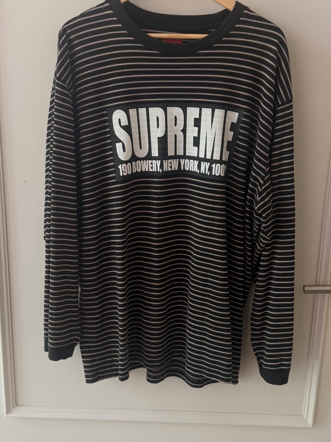 슈프림 (SUPREME)씬 스트라이프 롱슬리브 탑 블랙 - 21SS 상품이미지1