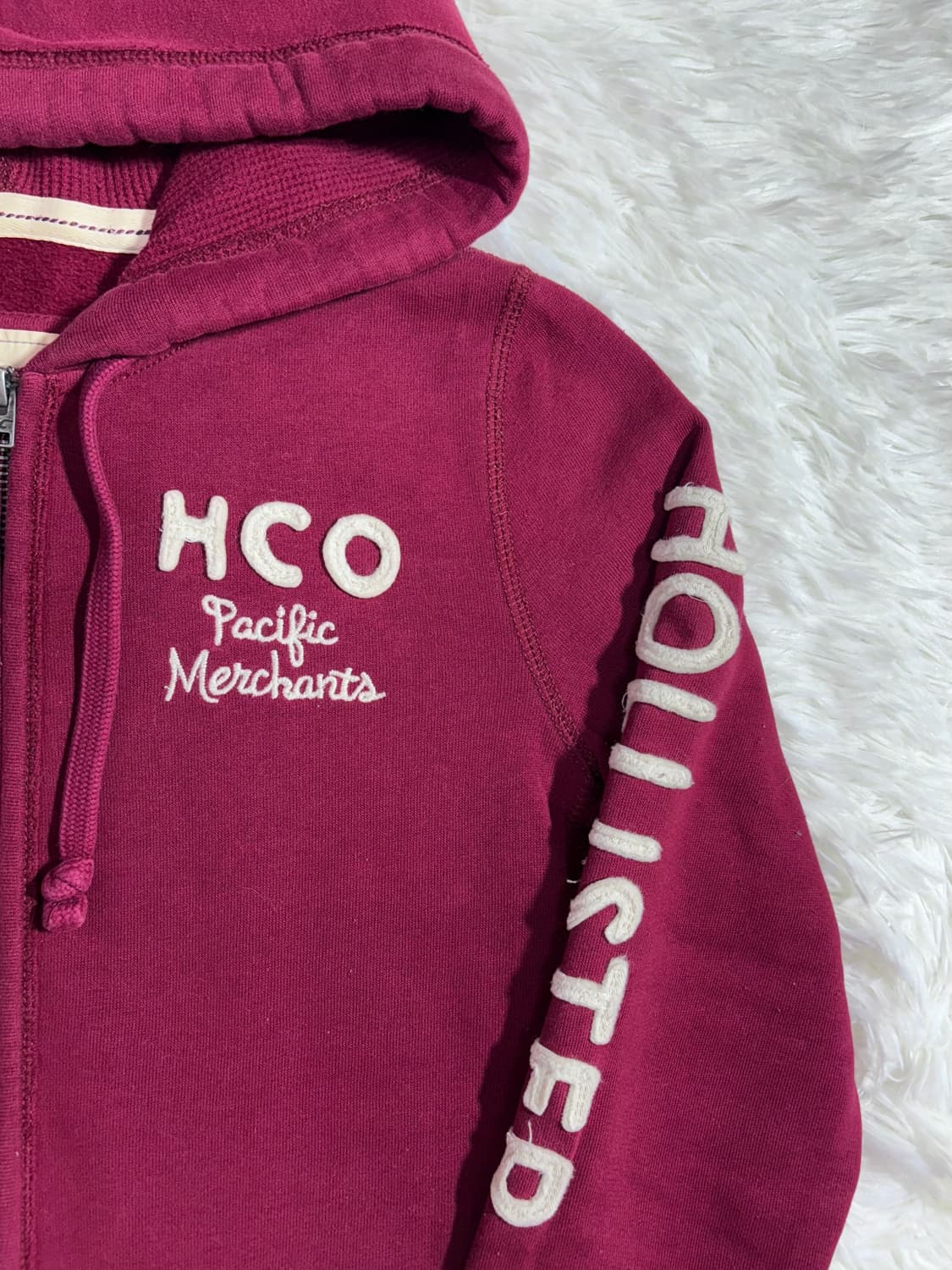 홀리스터 사이드로고 버건디 후드집업  상품이미지5